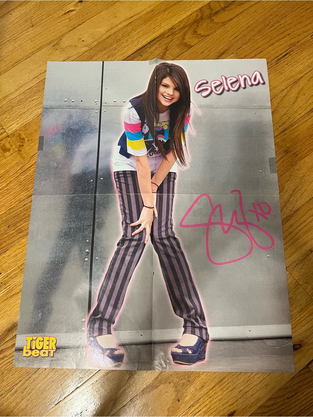 Selena Gomez Poster - Pink & Black Striped Pants